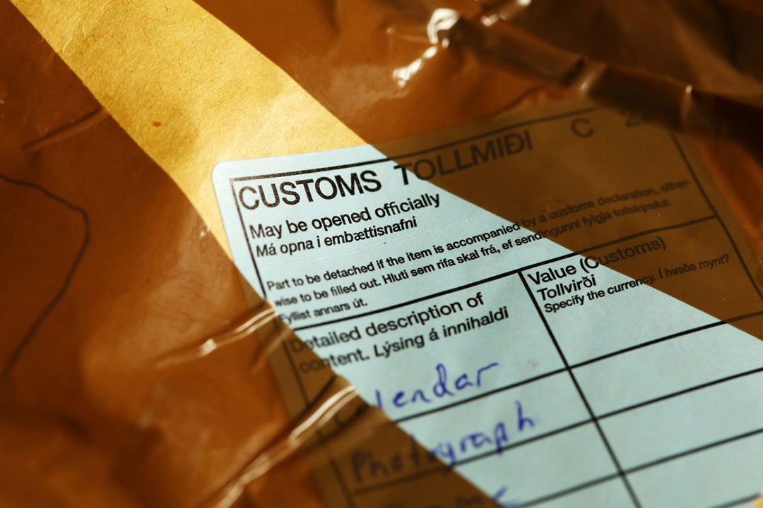 Custom declare document on old envelope scene.